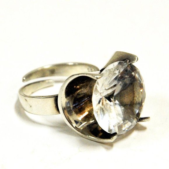 MINT Vintage, MCM, Rock Crystal Stone silver ring by Martti J Hyvärinen, Finland - Picture 10 of 12